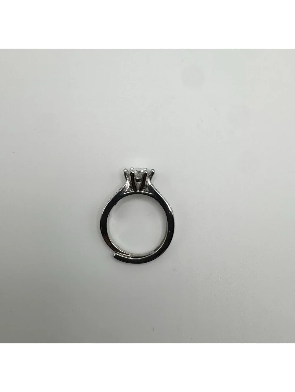 Platinum plated one carat, moissanite engagement ring, adjustable